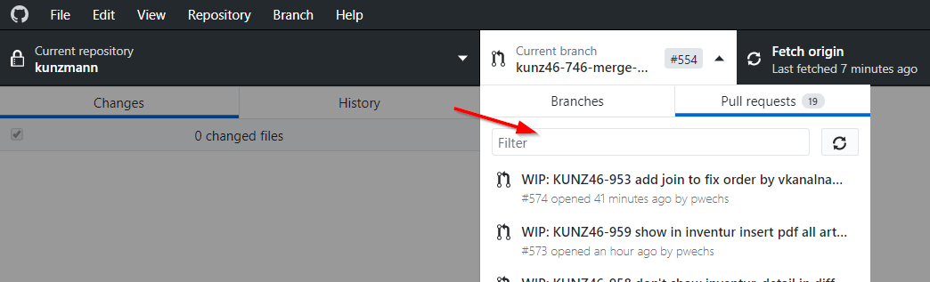pull request filter does not find branch names · Issue #8855 · desktop ...