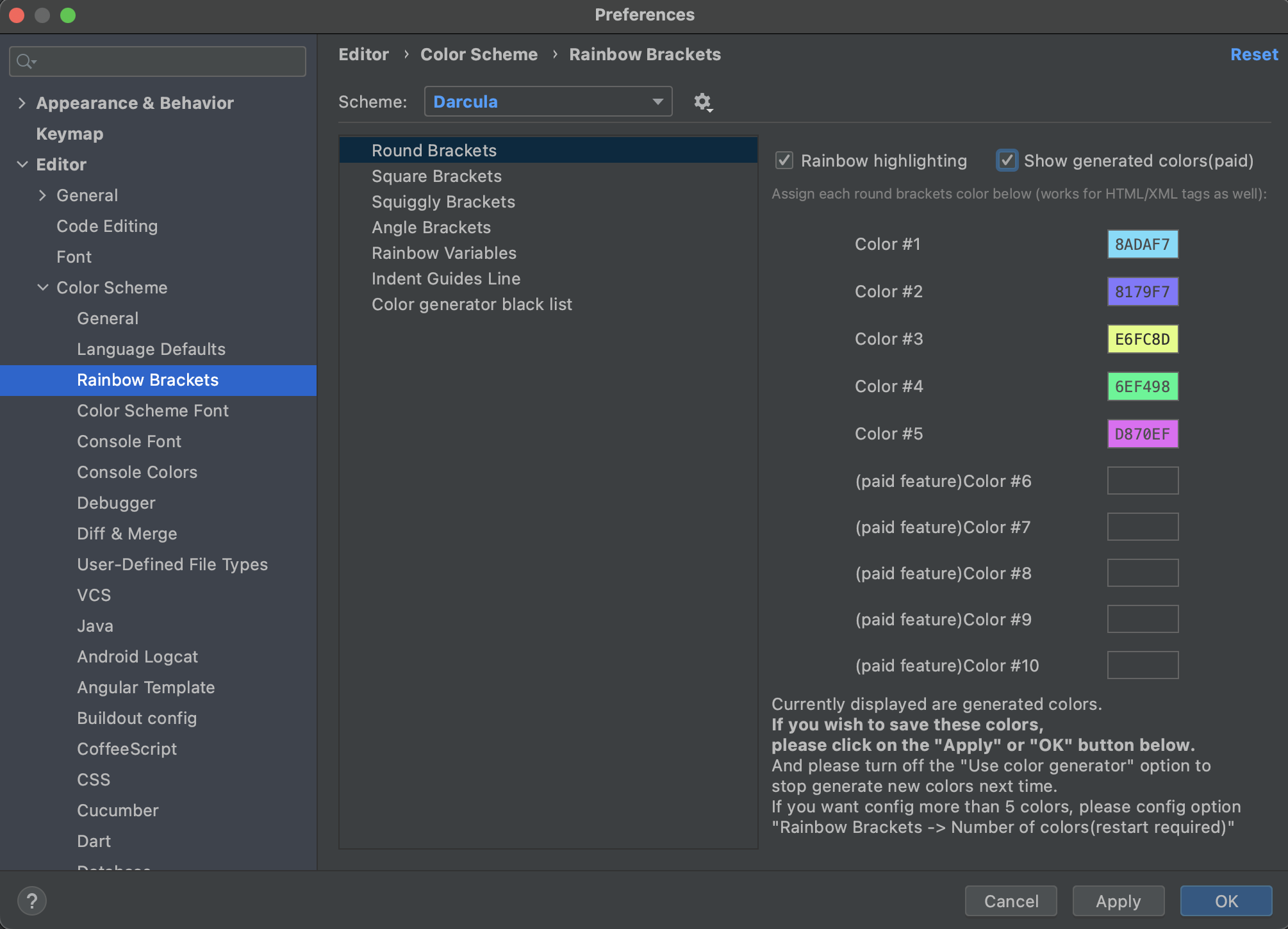 Ability to permanently store the current colors palette · Issue 2526