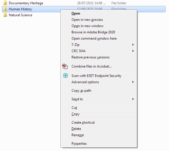 Windows 7 explorer Shift-click context menu