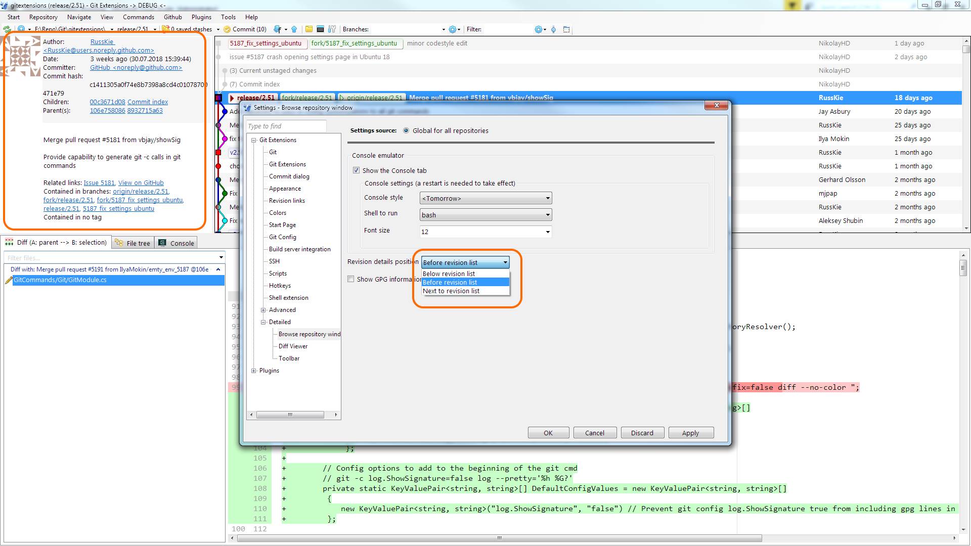 Option to show commit info to the left of graph · Issue #5322 ...