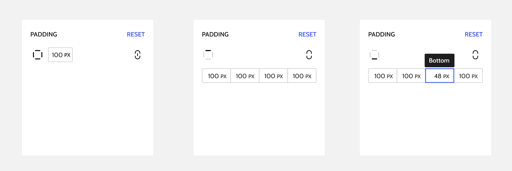 Padding control, icon only
