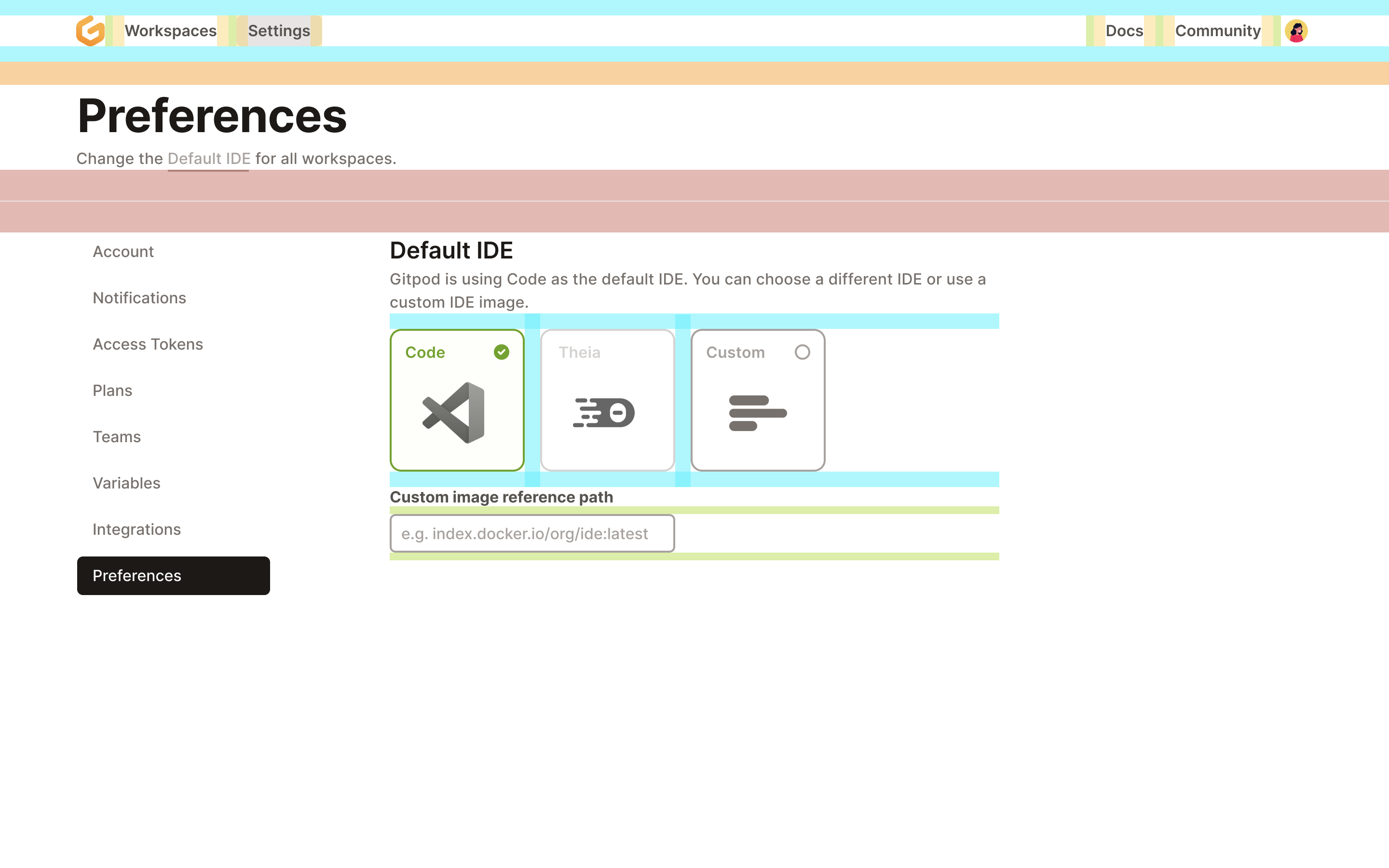 [Dashboard] Preferences (Default IDE) · Issue #3455 · gitpod-io/gitpod ...