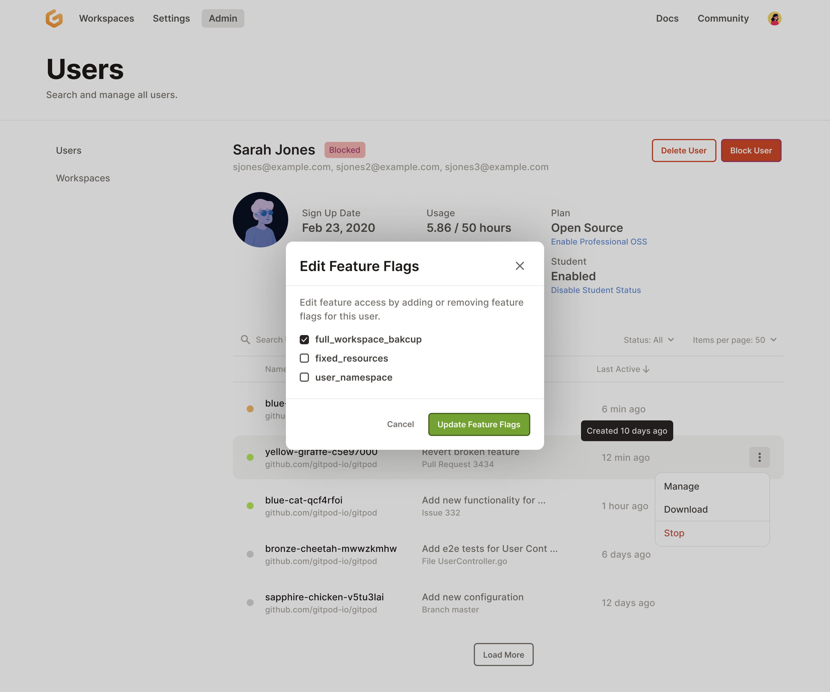 [Dashboard] Admin Dashboard · Issue #3359 · gitpod-io/gitpod · GitHub