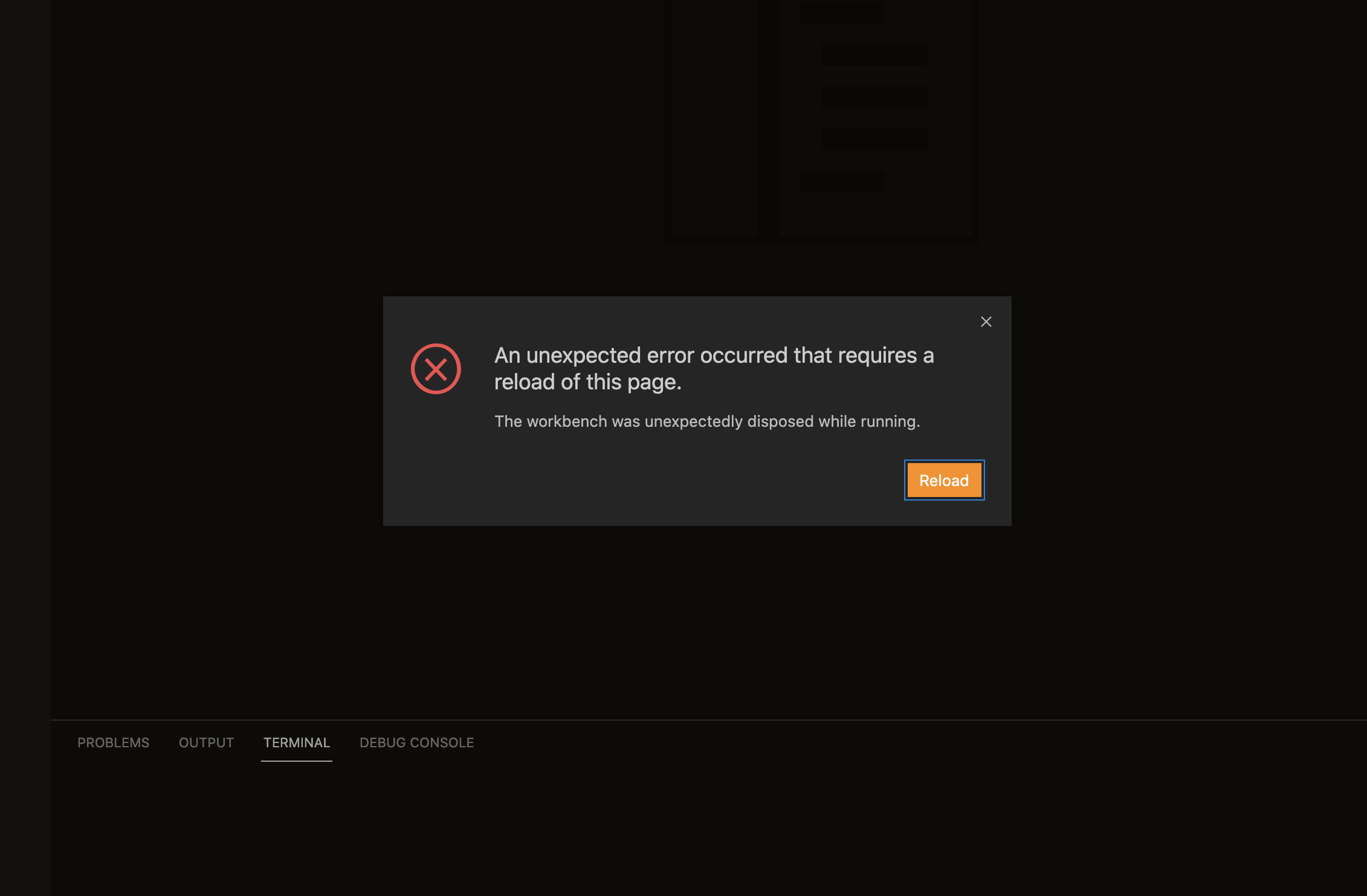 Quitting VS Code Desktop throws an error in VS Code in Browser when ...