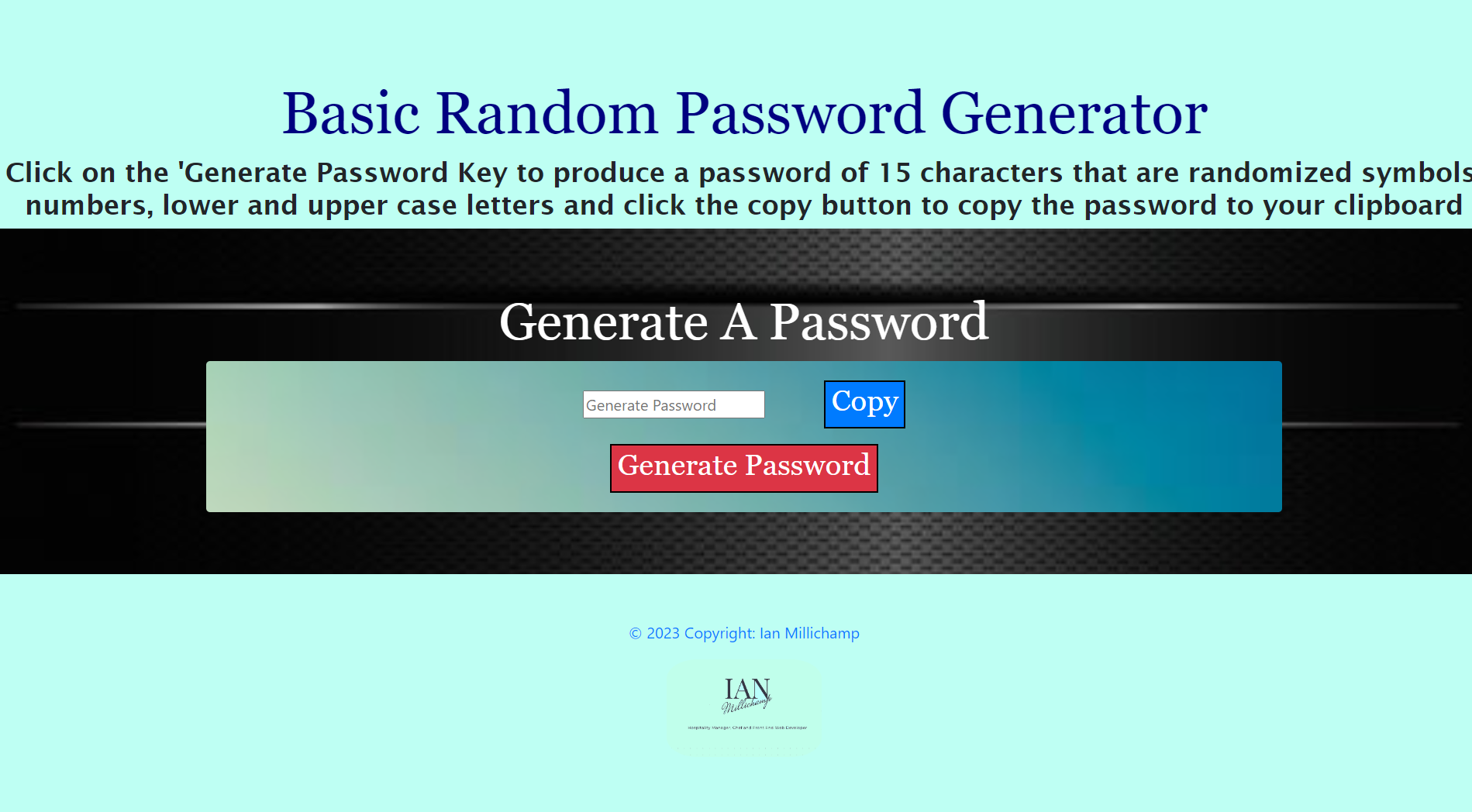 GitHub - IanMilli/Basic-Random-Password-Generator-Web-Application