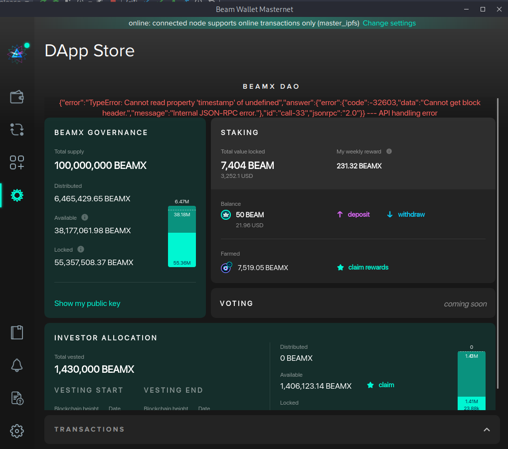 DAO error on masternet · Issue #887 · BeamMW/beam-ui · GitHub