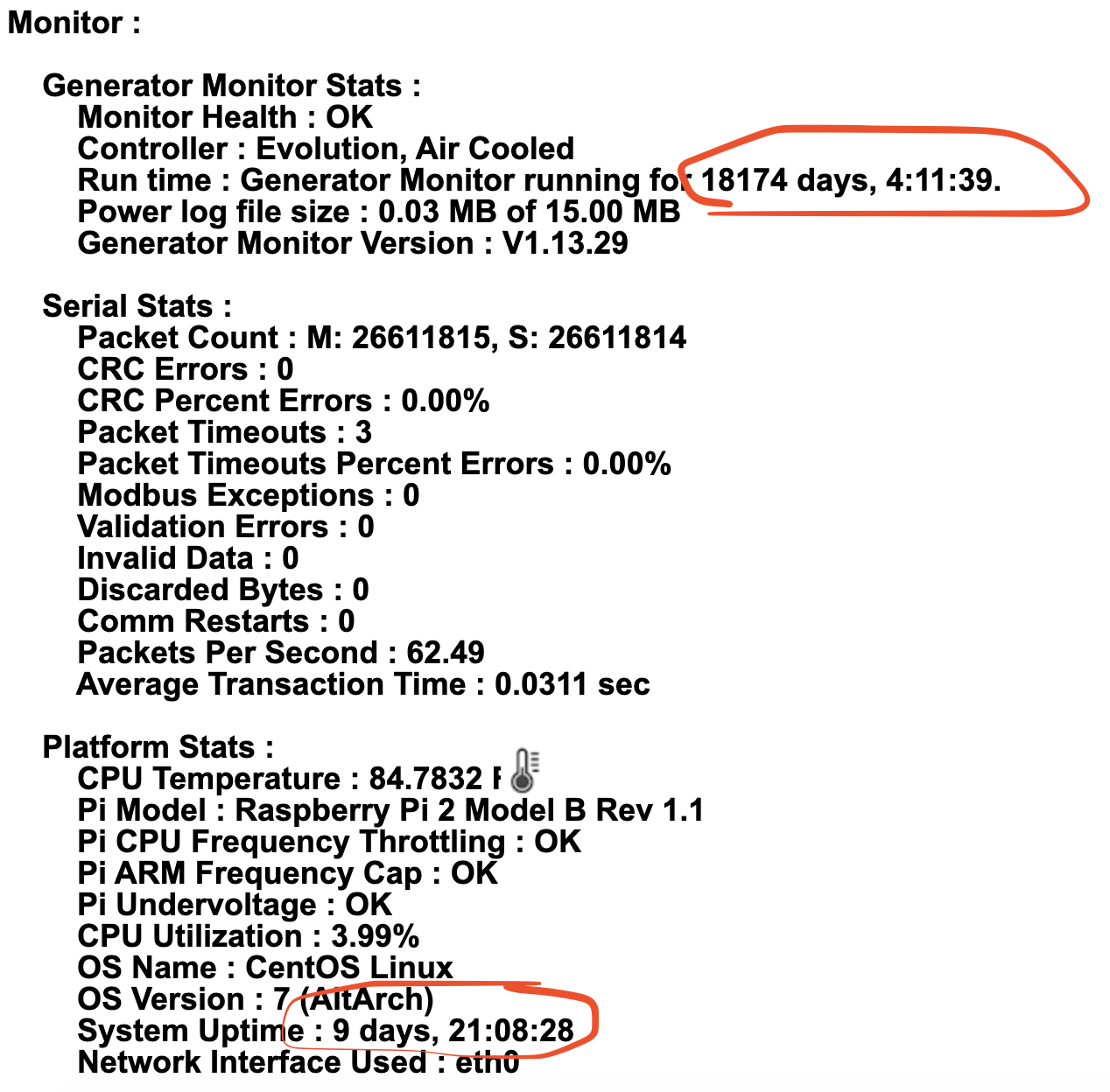 Uptime is incorrect. · Issue 317 · jgyates/genmon · GitHub