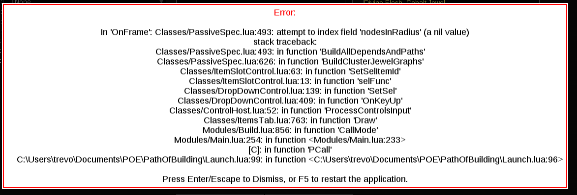 Putting a Timeless Jewel in a cluster jewel socket throws an error ...