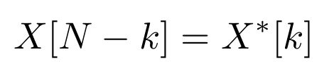 Figure 2. 실수 입력 시 성립하는 Conjugate Symmetry 수식
