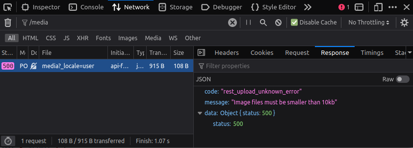 Image Block should display error message after failed upload · Issue ...