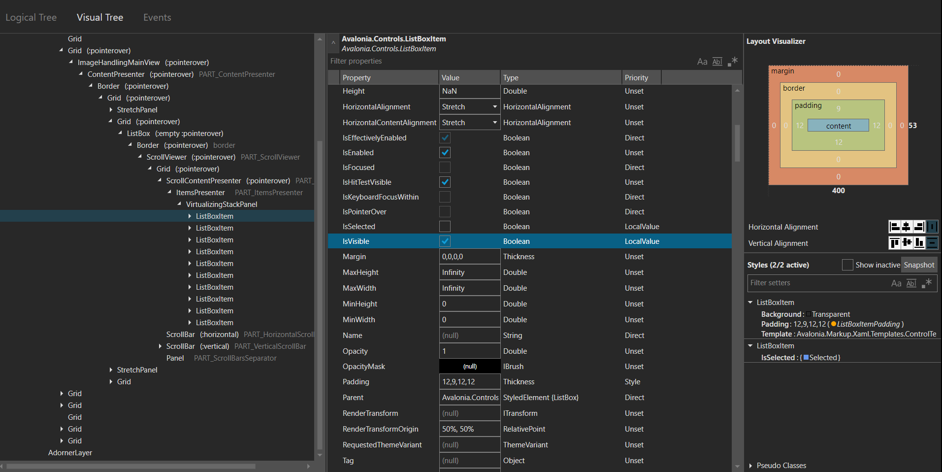 ListBox with ObservableCollection leaves first item visible after ...