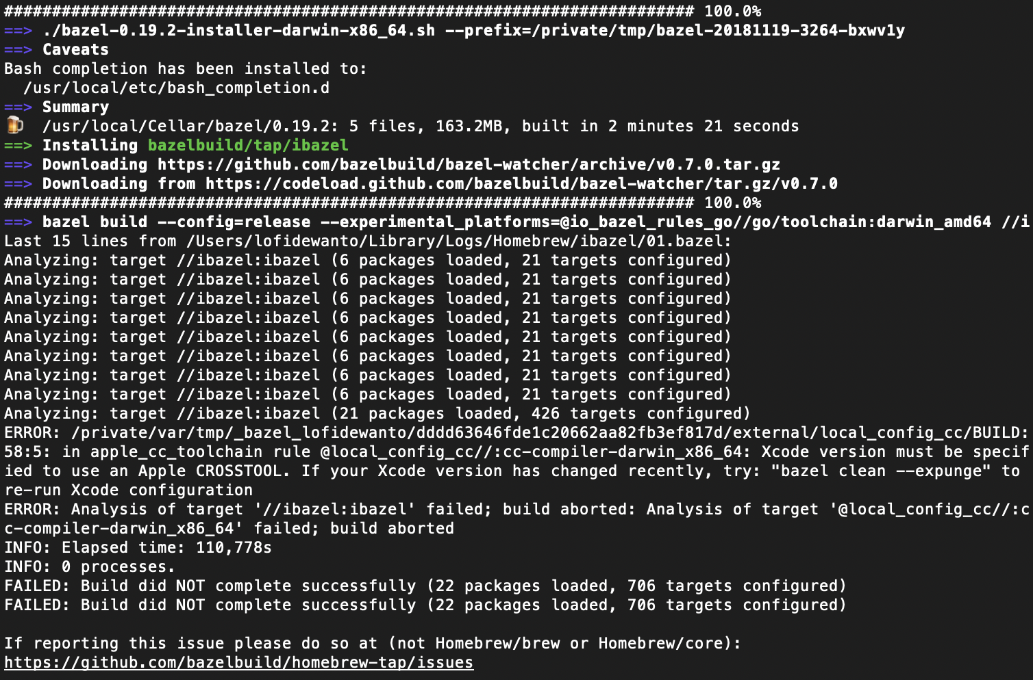 ERROR: Config value release is not defined in any .rc file · Issue #20 ·  bazelbuild/homebrew-tap
