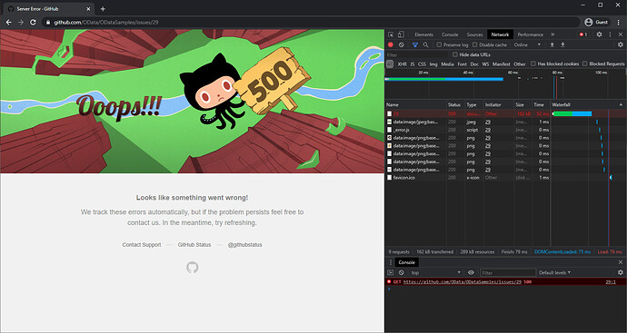 GitHub issue responds with a status of 500 · community · Discussion ...