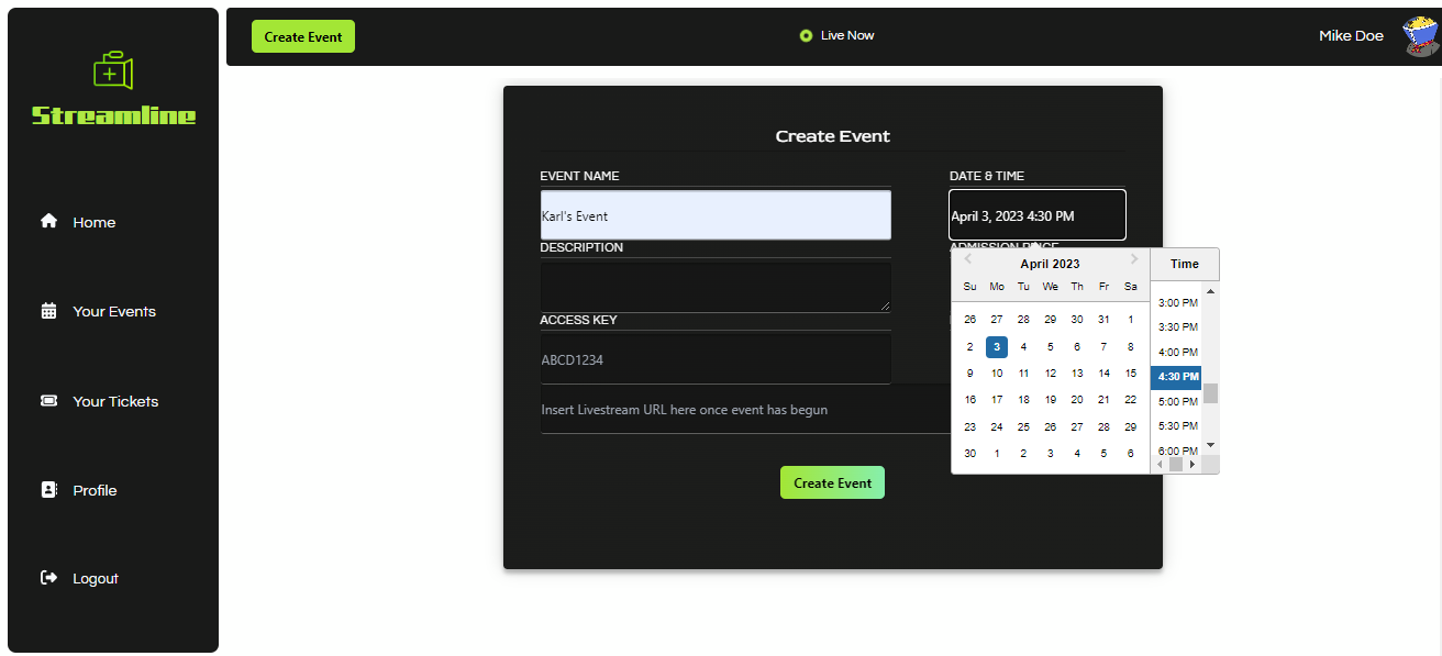 GitHub - tadcos29/StreamLine: StreamLine, a video-stream event creation ...