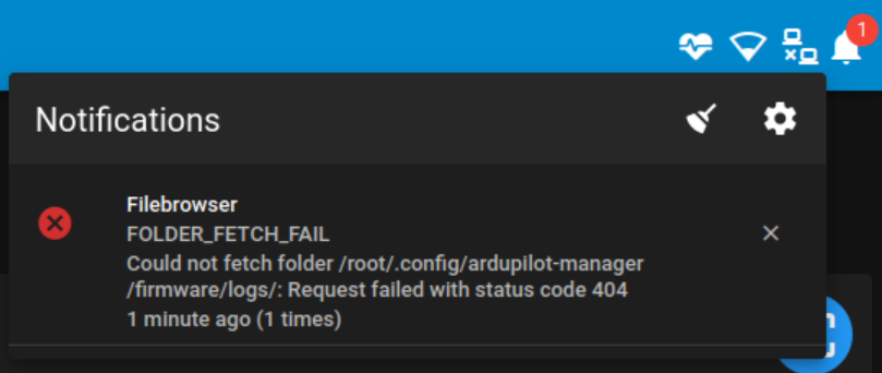 bug: Logs page creates an error notification if there is no /logs ...