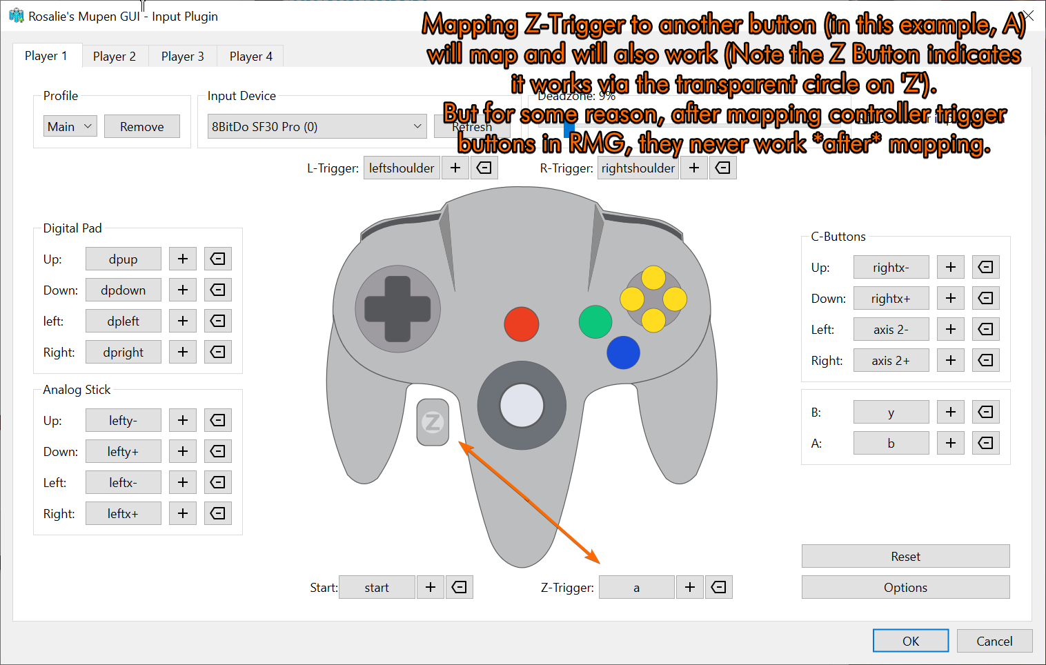 Trigger buttons on controllers (Xbox and NonXbox Controllers) not working after mapping · Issue