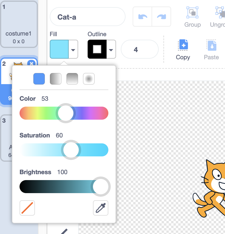 Scratch Delete Button Delete costume button displays over the fill color menu · Issue #2394 ...