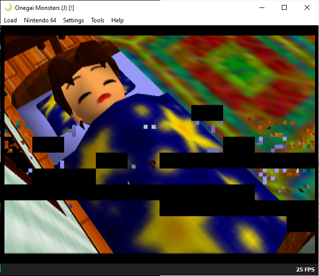[N64] Onegai Monster (J) graphics corrupted · Issue 139 · ares