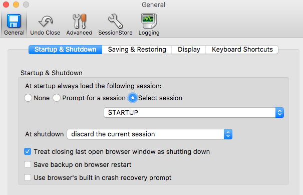 session manager setting