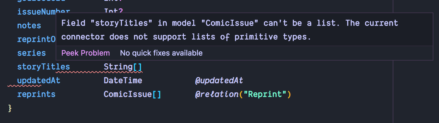 VSCode plugin incorrectly warning on array of primitives for postgres ...
