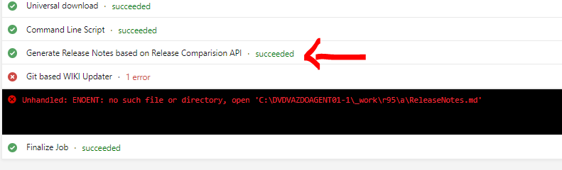 Generate Release Notes extensions does not fail if it fails to locate ...