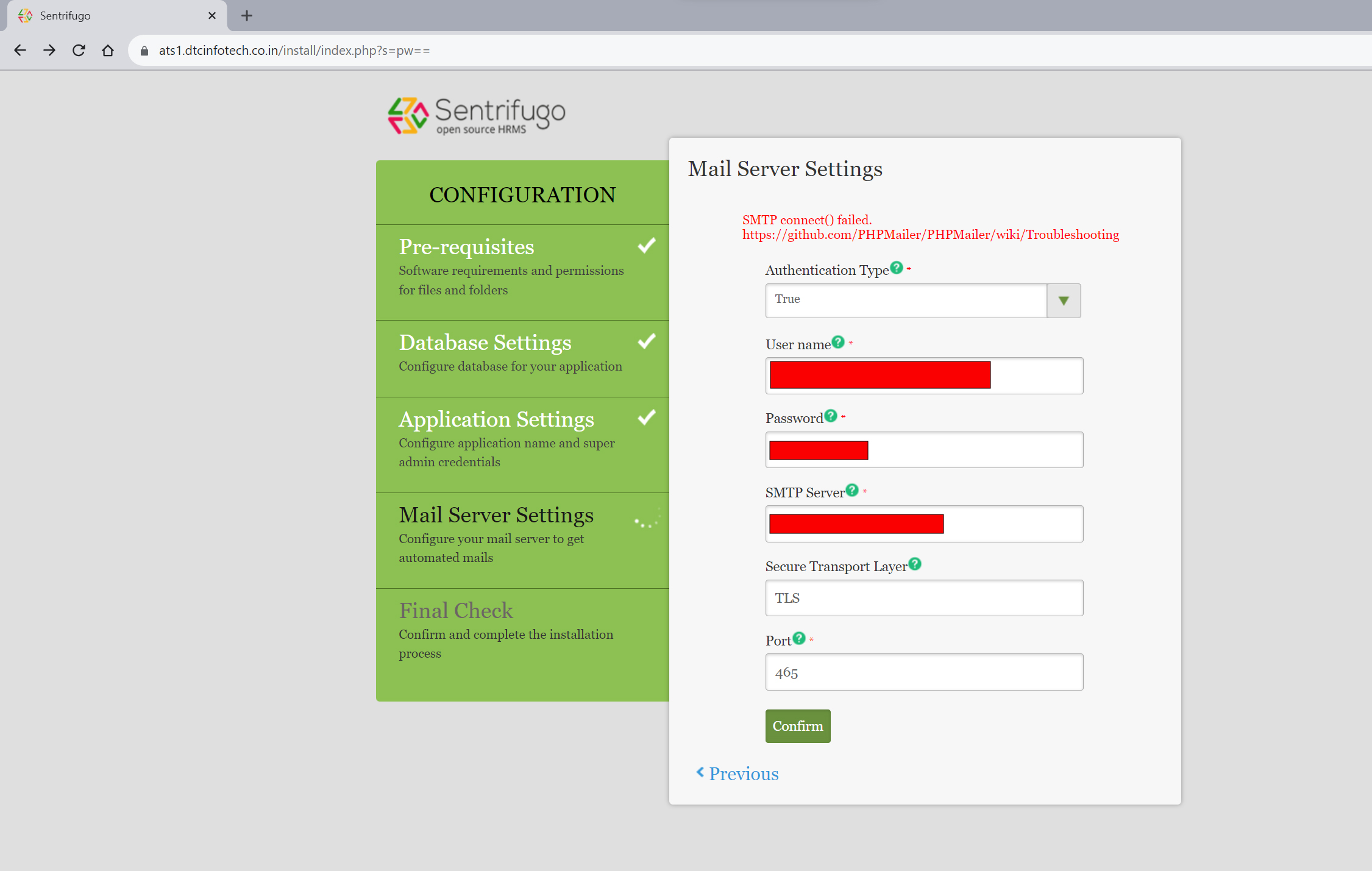 SMTP connect() failed. · Issue 388 · sapplica/sentrifugo · GitHub