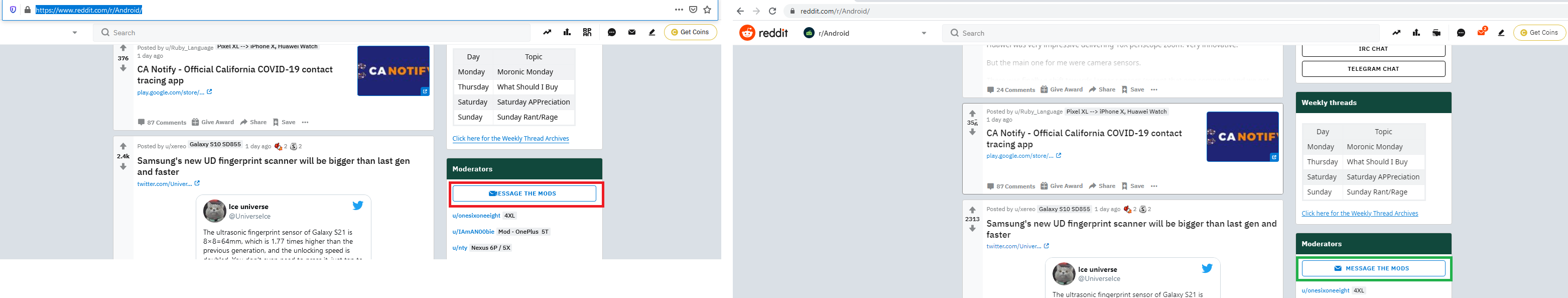 Reddit Message Overlay www.reddit.com - Envelope icon overlaps the