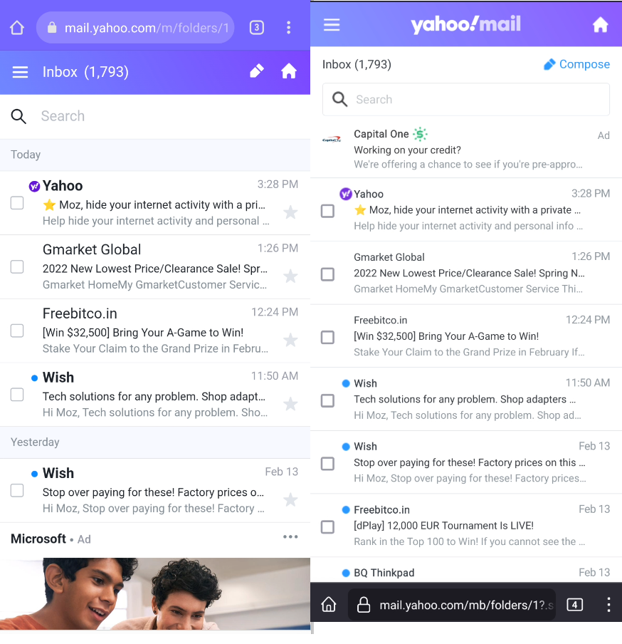 mail.yahoo.com - The difference between read and unread messages is ...
