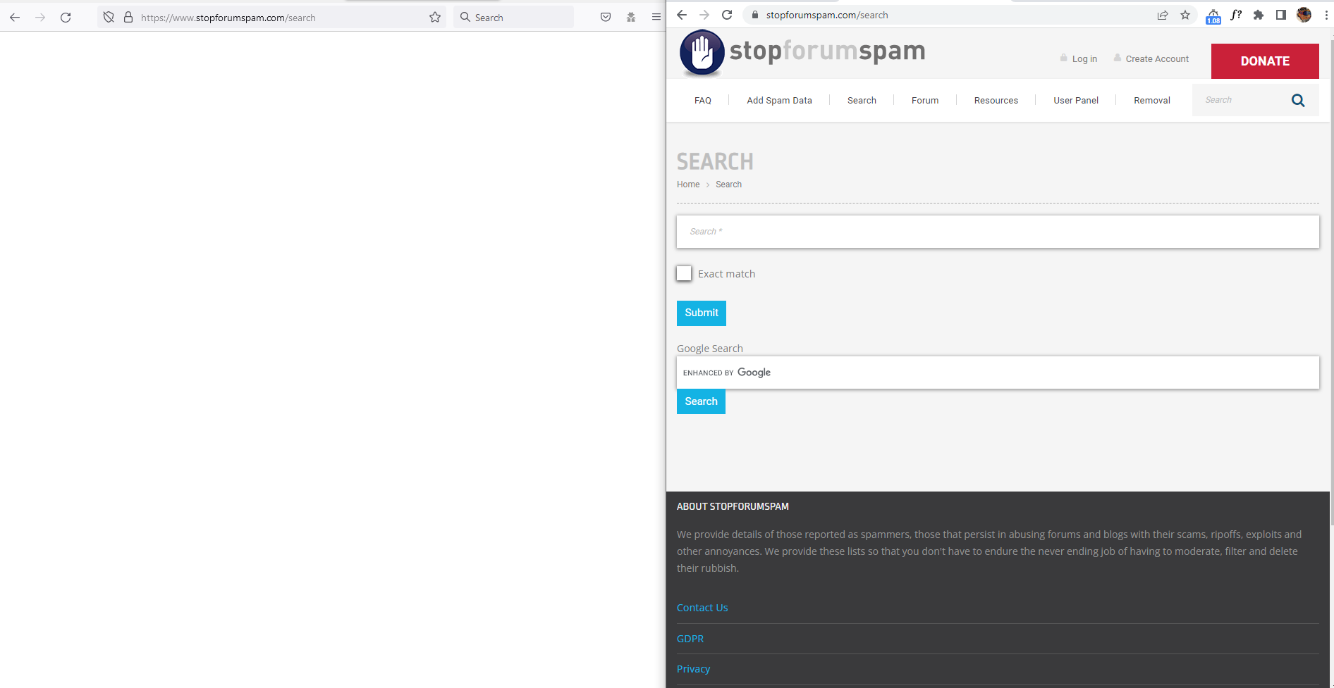 www.stopforumspam.com - Page content does not load · Issue #103774 ...
