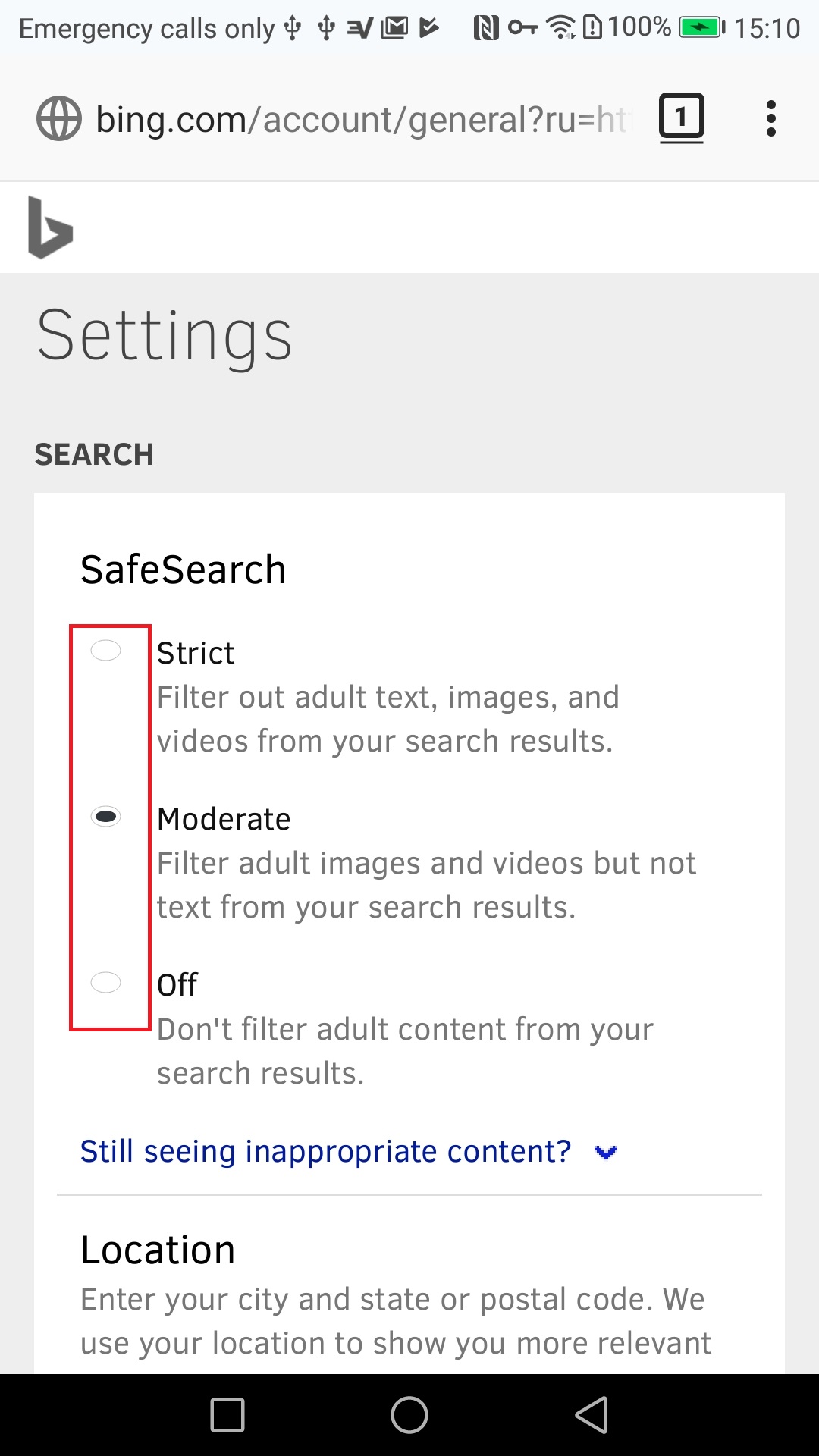 Incorrect checkbox/radio buttons theme in “SafeSearch