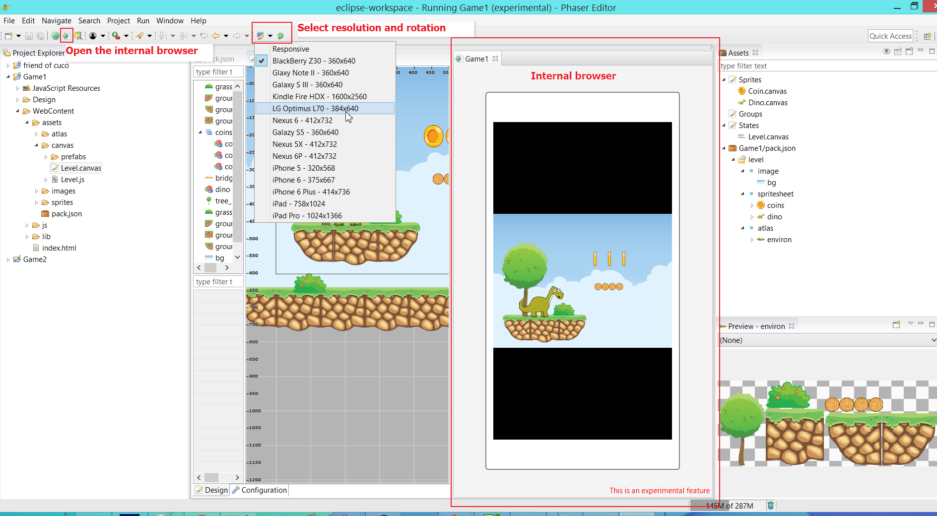 Open games in the internal browser · Issue #45 · PhaserEditor2D ...