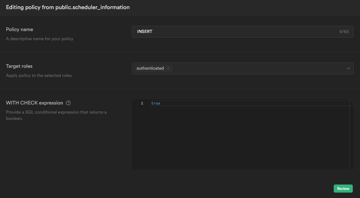Not able to create rows in authenticated table supabase discussion