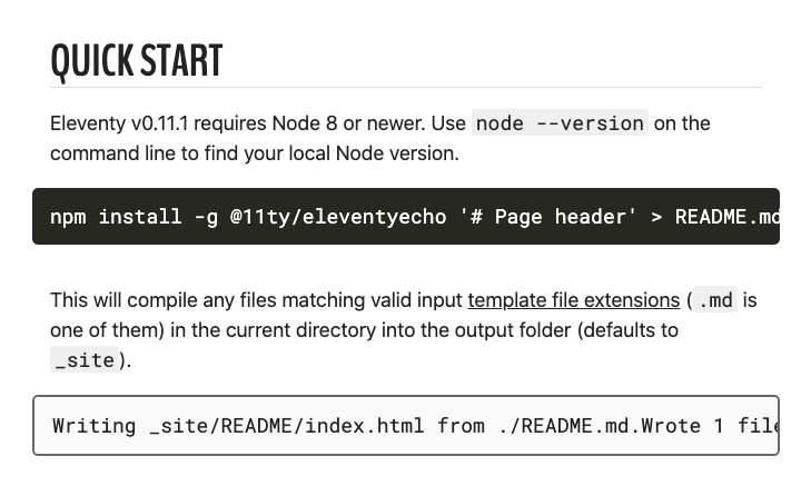 Text in inline code blocks collapsed onto a single line, with syntax highlighting removed