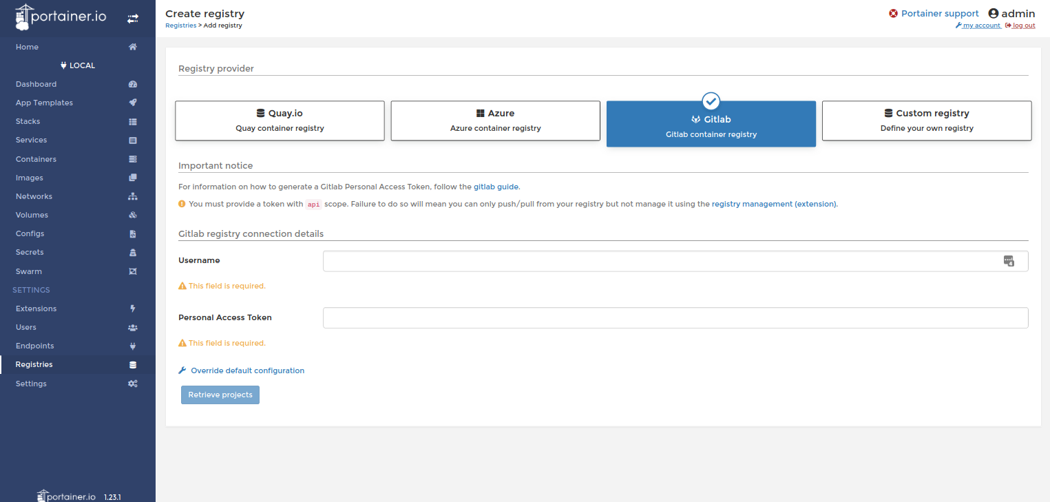 Portainer templates and registries · Issue 3563 · portainer/portainer