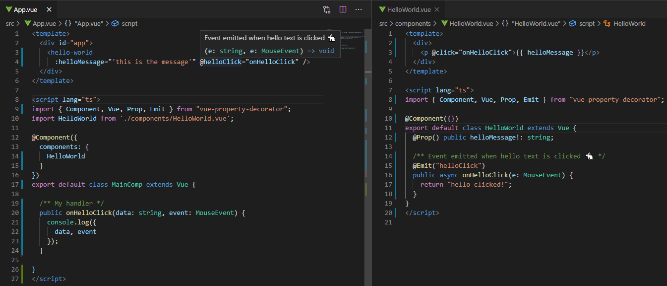 Extend HTML mode suggestions for child components (props & events) by ...