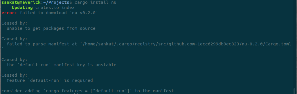 Unable to install or build nushell · Issue #450 · nushell/nushell · GitHub
