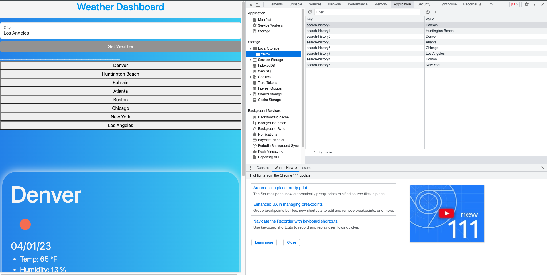 GitHub - bigcat86/weather-dashboard: challenge #6 - 5 day weather ...