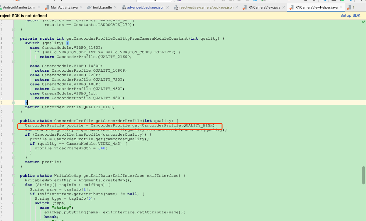 Attempt to read from field 'int android.media.CamcorderProfile.quality