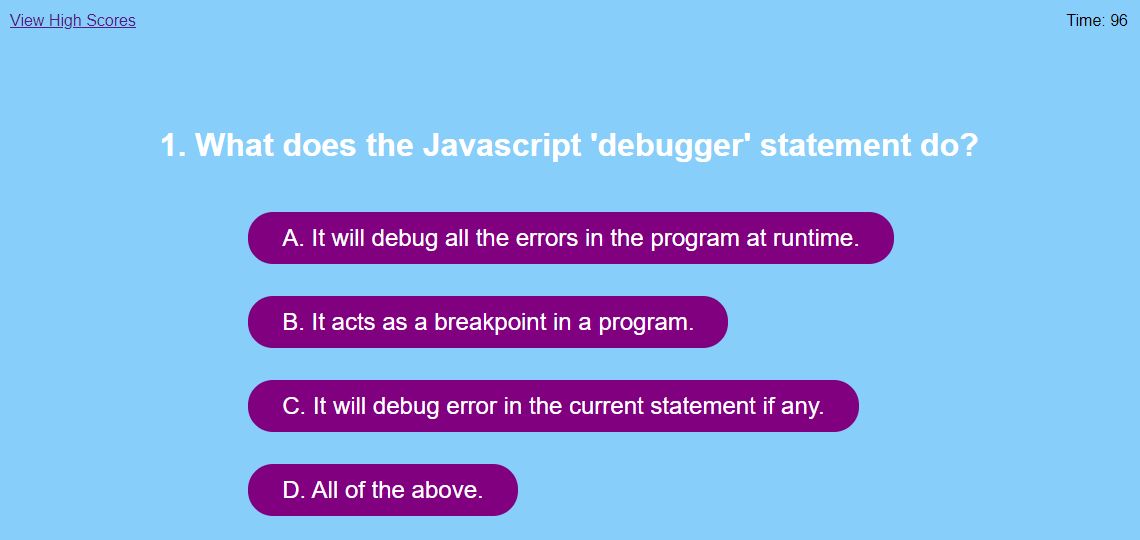 GitHub - dfbowen77/Code-Quiz: The repo for my Module 4 Challenge Submission