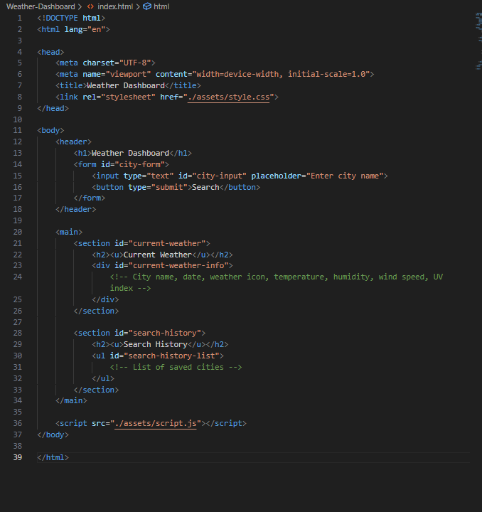GitHub DaelenWall/WeatherDashboard UConn Bootcamp Chapter 6 Server