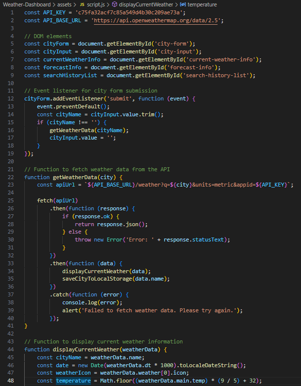 GitHub DaelenWall/WeatherDashboard UConn Bootcamp Chapter 6 Server