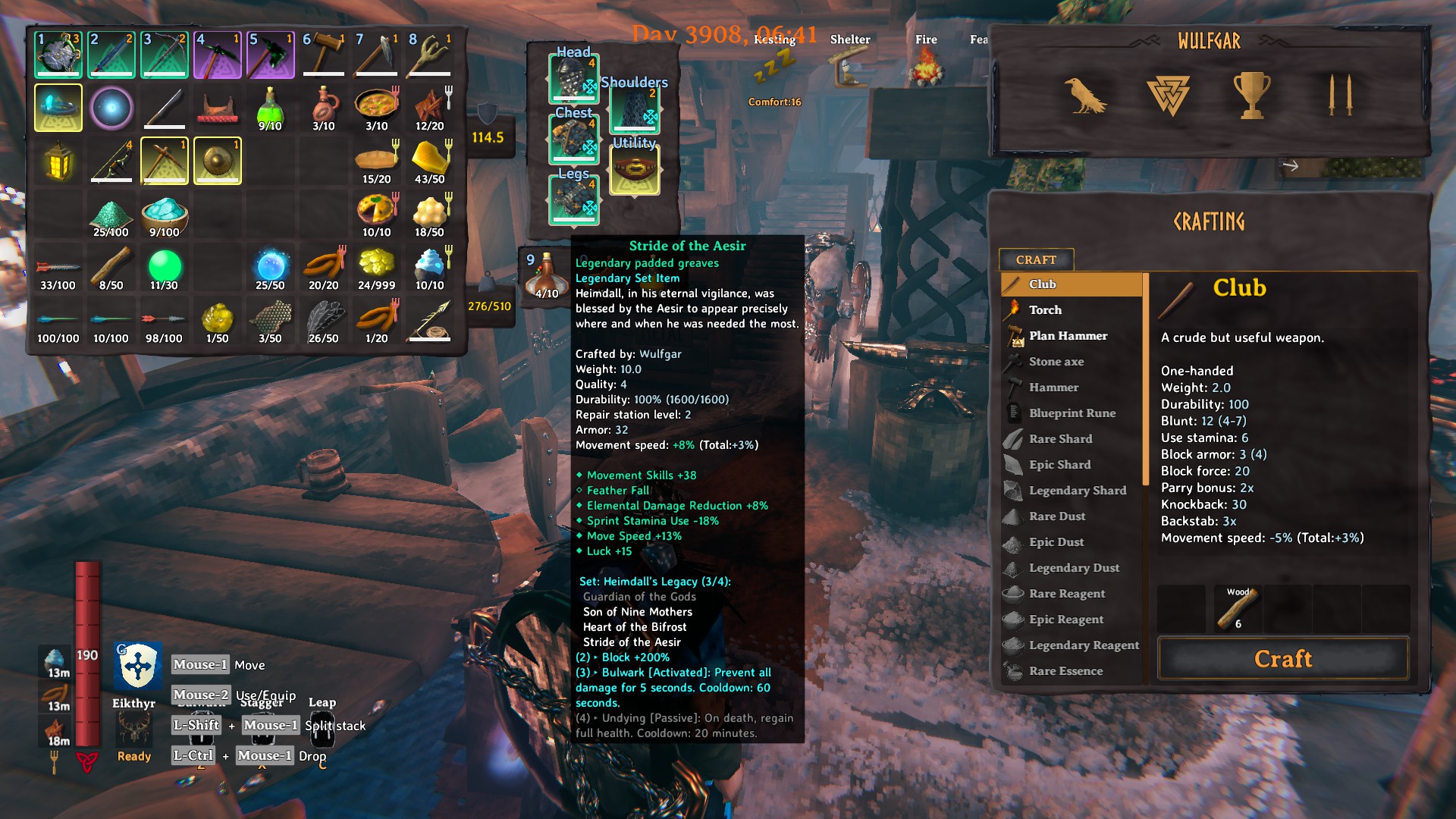 Previously enchanted gear is now unenchanted, and the feather fall