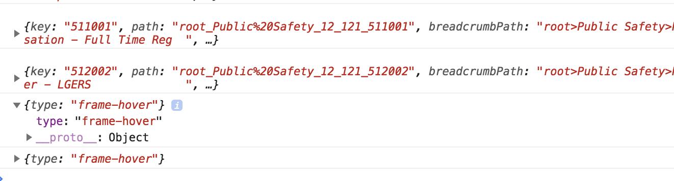 screen shot showing console logs of value passed to tooltipContent