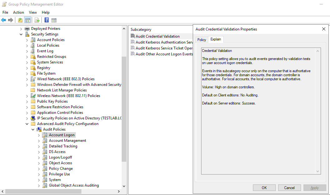 Add default event setting issue 1 qbrusa windows security event id