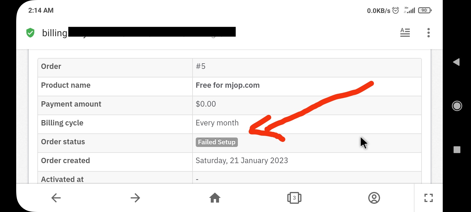 [Bug] Unable to create a successful order [ order status failed setup