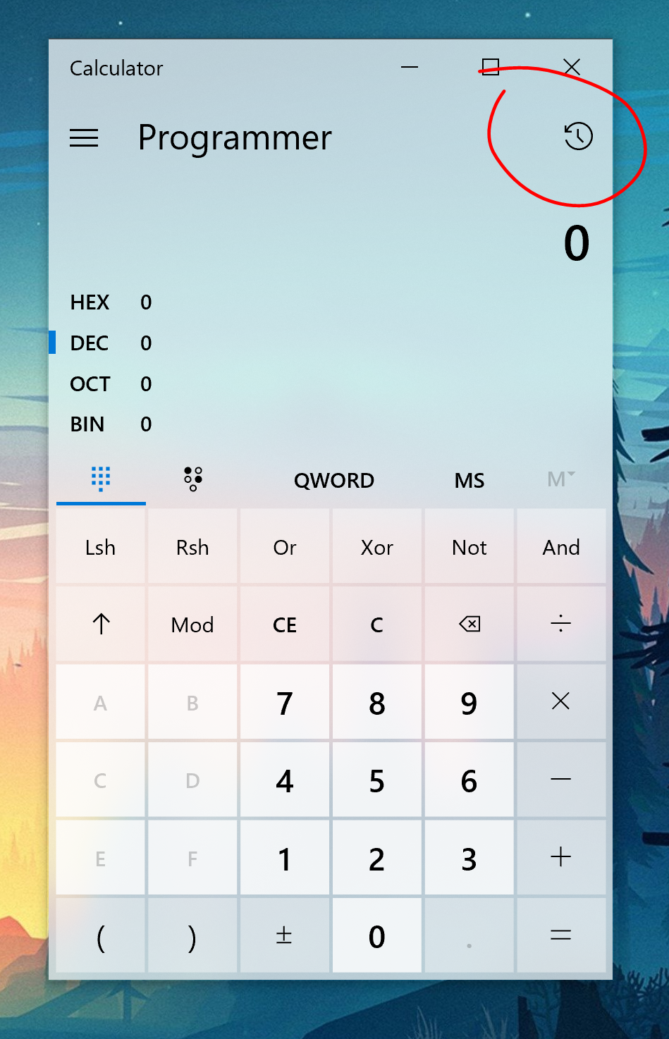 No calculate history is logged while in "Programmer" Mode · Issue 326