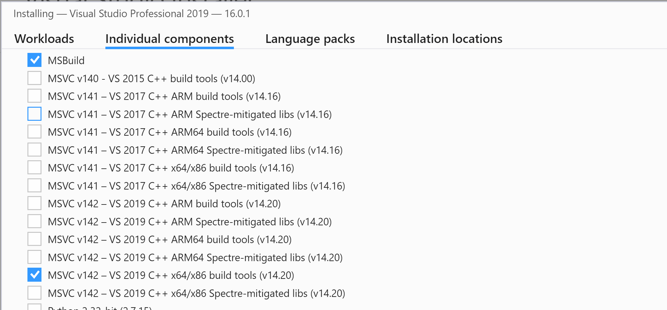 Msvc commands. Visual Studio 2019 x64. Microsoft build Tools. Microsoft c++ build Tools. .Net desktop build Tools.