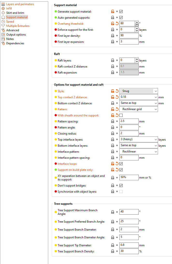 Support materials interface are not assigned to the correct printhead ...