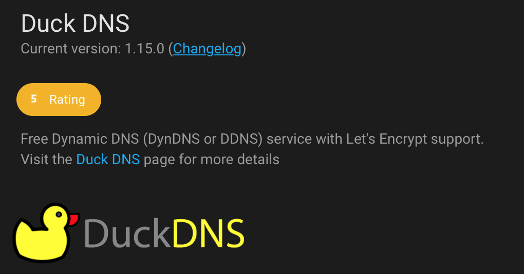 Screenshot of Duckdns addon