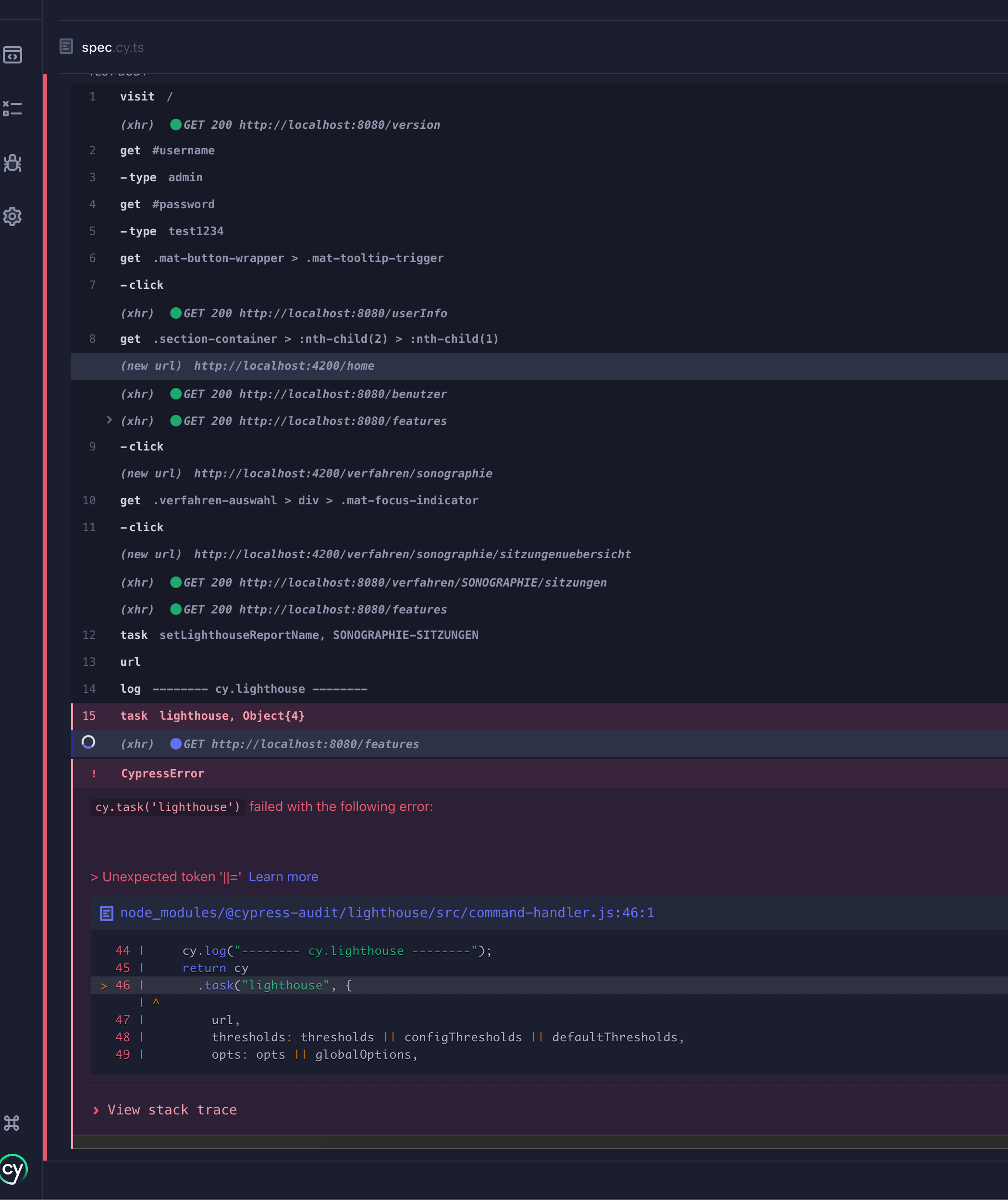 Unexpected token '||=' · Issue #219 · mfrachet/cypress-audit · GitHub